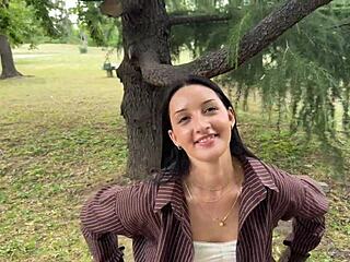 met this cute brunette in the park... ended up rough doggystyle quickie