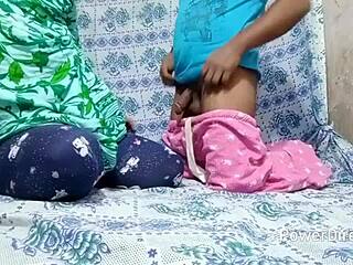 indian teacher bends for student's big black cock doggystyle in room