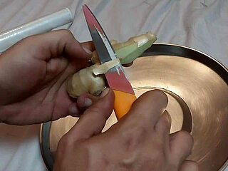 first figging ever! ginger burns deep in sub's tight anus hole!!