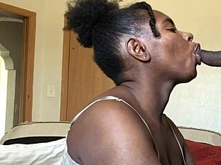 Sloppy deepthroat wakes him up with monster cock sucking 💦🍆