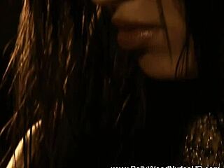 exotic indian brunette babe teases nude by erotic fire dancing sensually