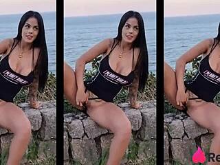 Morena Shayenne Samara drags stud for bareback assfucking on beach