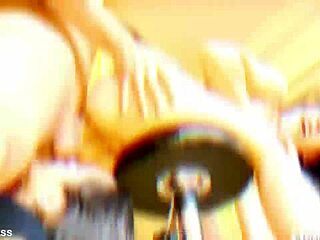 dirty ass-to-mouth threesome on high stool with belle amore swallowing april's anal creampie