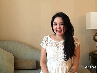 ameliya feels pure bliss fingering her shaved pussy intimately