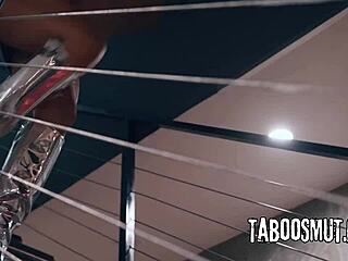 Nympho stepmom Penny Barber lures stepson into dungeon for rough cowgirl riding