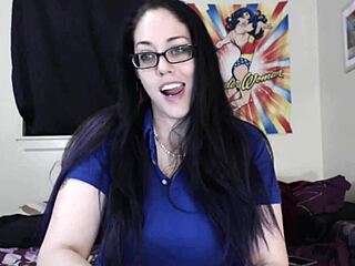 latina nerd goddess in glasses rips jeans after losing card game striptease