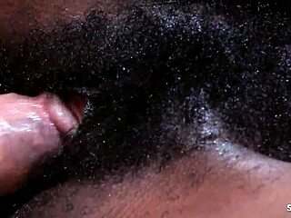 skinny ebony hairy pussy creampied interracial deep