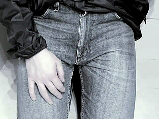 jeans soaked with pee in homemade toilet clip