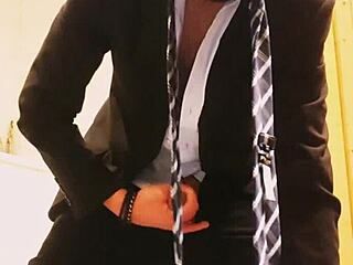 Business Suit Hides Secret Foot Tease and Costume Play