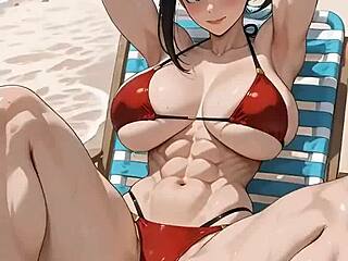 Momo Yaoyorozu Wants Cream Licked On Her Bikini-Clad Muscular Pregnant Body