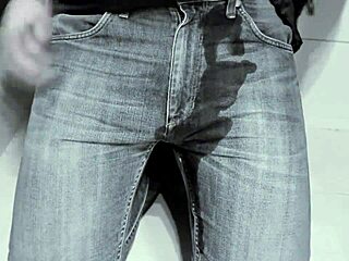 jeans soaked with pee in homemade toilet clip