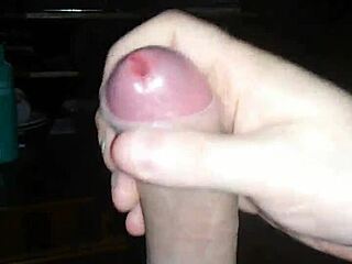 Jerking off hard while watching hot tranny cumshot action unfold