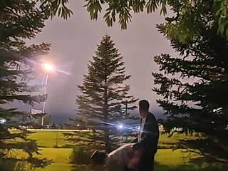 After wild party pool fuck this wife jerks stranger's monster cock in uber publicly