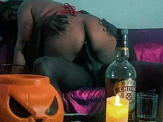 Halloween leak shows wife's hairy pussy filled raw without condom gaping wide