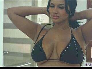 Sanktor's curvy BBW Native American babe strips and teases in erotic solo masturbation dance