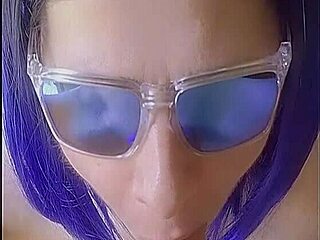 Mature mommy gulps 8-inch uncut cock deep and swallows every drop!