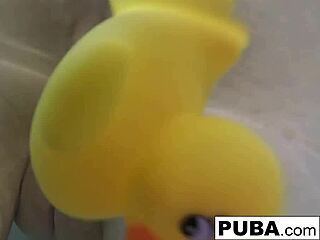 does sexy nadia hide pussy play behind rubber duckies bath?
