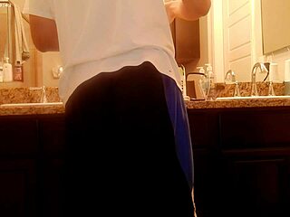 Asian Amateur Tidies Bathroom During Homemade Housework Session