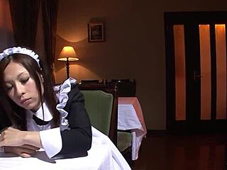 Does skinny Asian maid in lingerie want this old ugly guy's rough uncensored fuck?