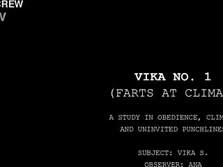 vika lets out massive farts right at her tight pussy climax while solo masturbating her small tits body