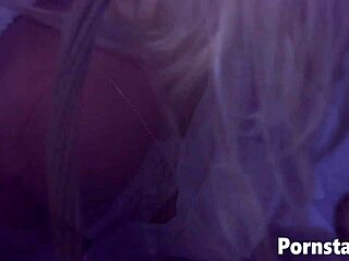 Adorable blonde babe in lingerie takes monster cock deepthroat to shaved pussy cumshot