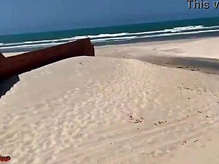 Skinny emo teen with tattoos risks public pussy fuck on fortaleza beach