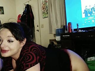 Busty milf shakes huge natural tits ass then gags on deepthroat facefuck