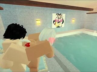 subscriber slut rides rough by pool with creampie in big ass