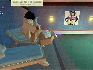 subscriber slut rides rough by pool with creampie in big ass