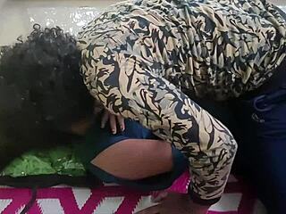 i kiss my chubby indian wife's big ass and pussy gently in homemade bedroom play