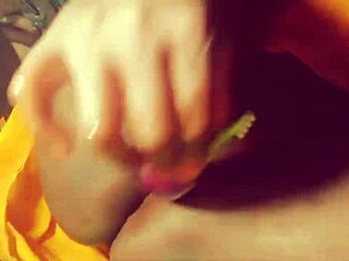 Horny Indian Housewife Fucks Herself With Brinjal Deep