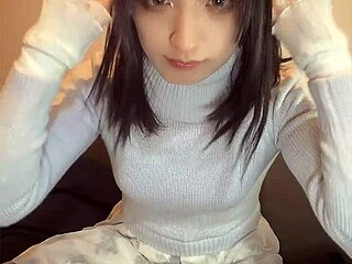 cute japanese ladyboy crossdresser masturbates quietly 😍💕