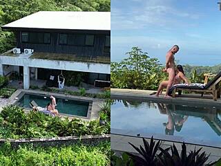 ripping clothes off for rough public pool doggystyle with juicy whore moaning to facial cumshot pov!