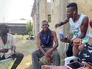 random men measure up fat asses outdoors spreading wide