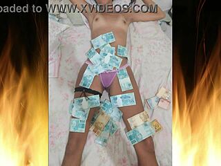 Jade spreads shaved tight pussy close-up flashing juicy tits for cash