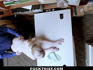 that teen shoplifter bends over sucking officer's cock in store