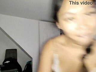 asian anal slut begs for golden shower cum on her huge tits