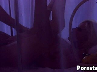 Adorable blonde babe in lingerie takes monster cock deepthroat to shaved pussy cumshot