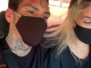 Skinny emo teen with tattoos risks public pussy fuck on fortaleza beach