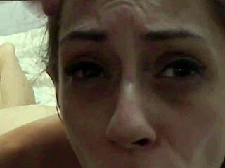 Skinny petite candie cross stares at naked cam while i roughly fuck her deep doggystyle then facial cumshot