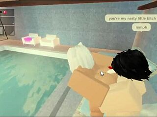 subscriber slut rides rough by pool with creampie in big ass