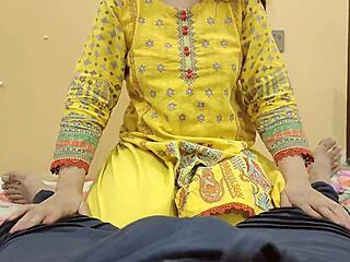 my pakistani stepmom's juicy handjob feels so damn good on my cock