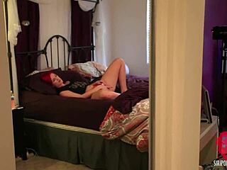damn, busty redhead siri fingers big clit pussy lips in lingerie so hot