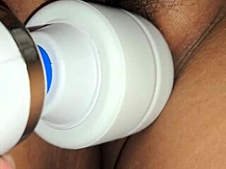 latina milf wife spreads hairy pussy lips for new vibrator dripping wet while husband watches amateur