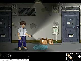 flashlight guy traps hot maid for endless apartment sex game