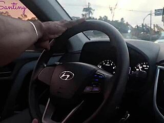 Almost Caught by Cop Hubby Taking Monster Cock Car Fuck!