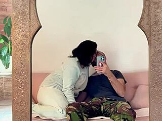 my plumpy wife begged to film our fat fucking in the mirror