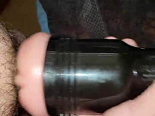 guy grabs fleshlight for monster cock stroke session with big cumshot finish
