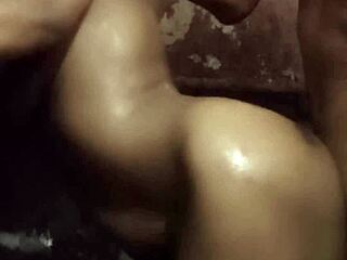 housewife sneaks off for quick affair in the bathroom with lover