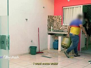 Thay Ksada Steps from Shower in Nightgown to Seduce Delivery Man with Big Natural Tits